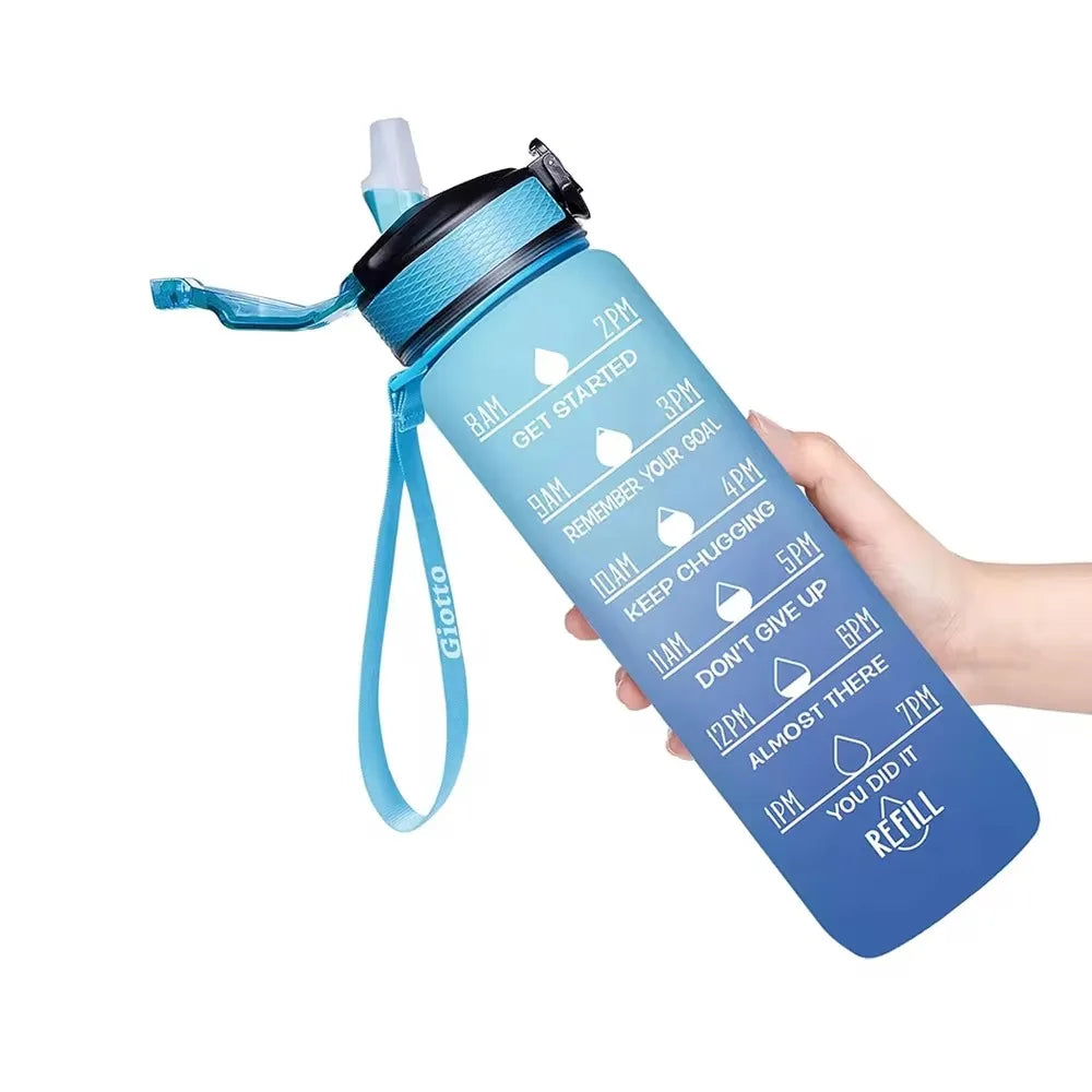 1000ml 32 Oz Leakproof Water Bottles with Times to Drink and Straw Motivational Drinking Sports Water Bottle for Fitnes Gym Outdoor
