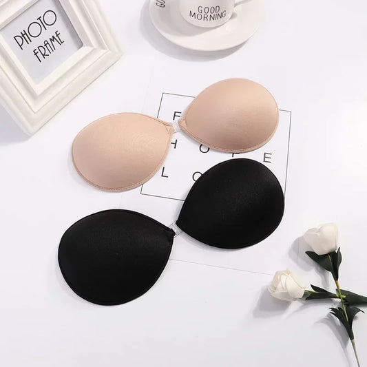 1/2Pcs Sexy Women Invisible Push Up Bra Self-Adhesive Silicone Bust Front Closure Sticky Bra Black Skin Backless Strapless Bra