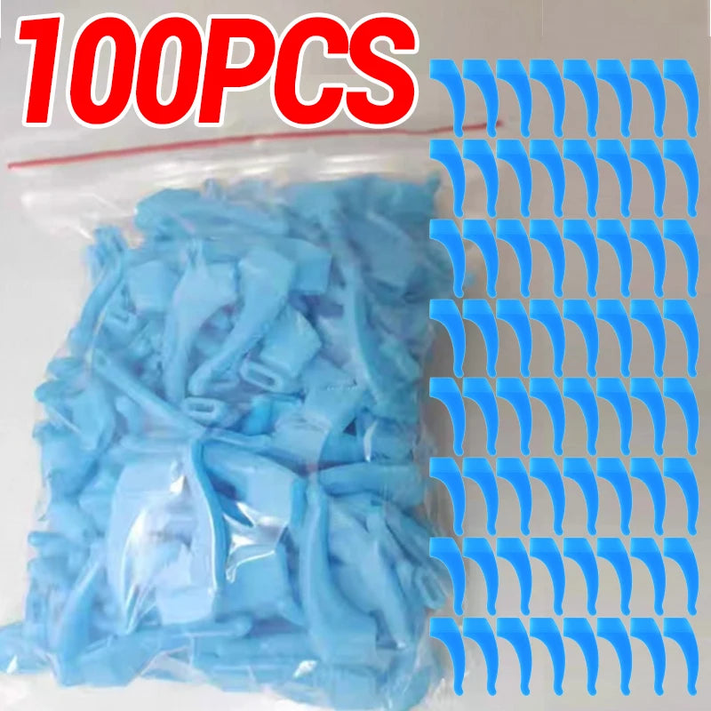 100 PCS Set Anti-Slip Silicone Ear Hooks Glasses Eyeglasses Leg Elastic Ear Grip Stopper Bracket Fastener Accessories Temple Anti-Fall Eyewear Holder Women Men Optical Accessories