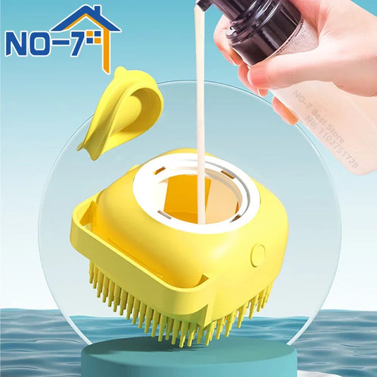 2 PCS Set Dog Bath Brush Silicone Pet Shampoo Brush Soap Dog Scrubber Cat Massage Grooming Wash Comb Soft Rubber Puppy Clean Brush Pets Grooming Tools