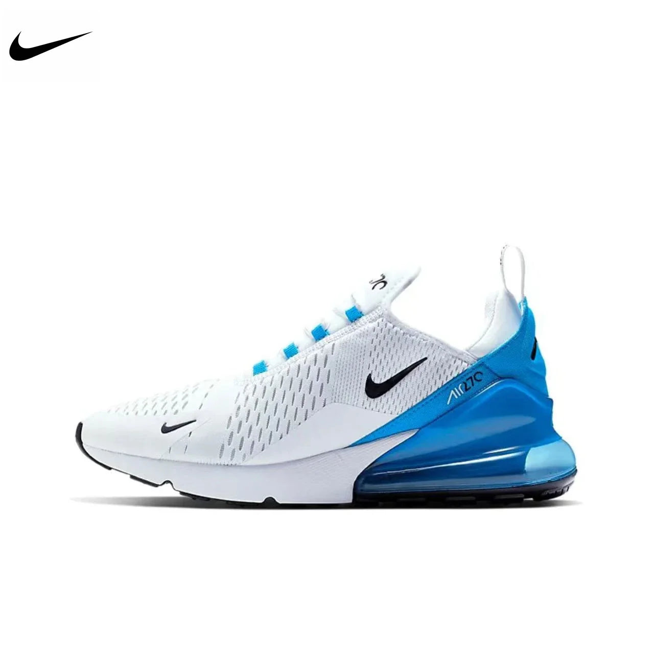 Original Nike Air Max 270 Mesh Shock Absorption Non-Slip Abrasion Resistant Low Top Air Cushion Running Shoes Unisex Black & White