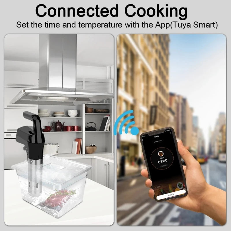 NEW 1100W Vacuum Sous Vide Cooker LCD Touch Screen Digital Display Immersion Circulator Accurate Cooking Waterproof Smart Slow Cooker App Control Connected Cooking