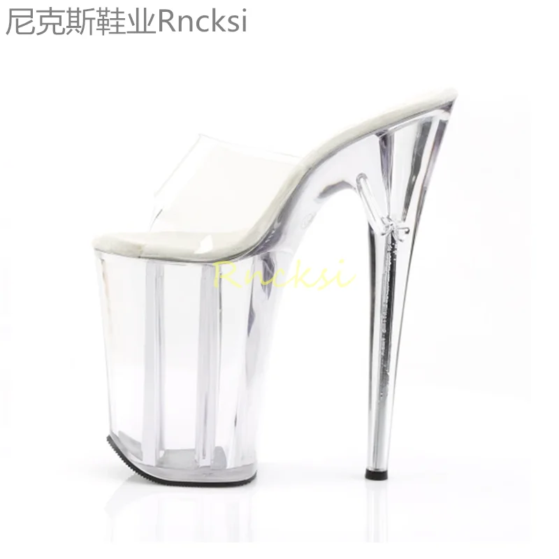 23cm Joker high-Heeled Toe-Leaking New Fashion Stiletto with Stylish Transparent Bottom Super High-Heeled Fish-Mouth Sandals Women Footwear Shoes Supplies