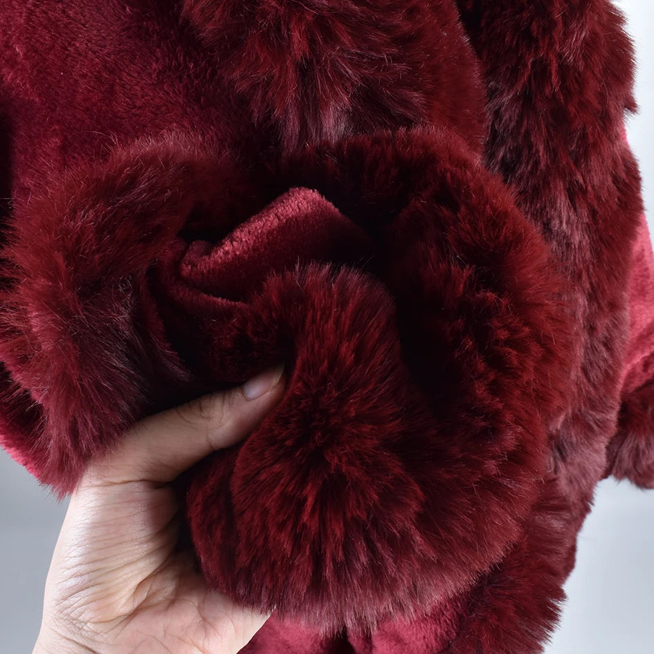 Winter New Fashion Warm Sleeve Plush Cape Cape Large Loose Bat Sleeve Plush Coat Cardigan Women
