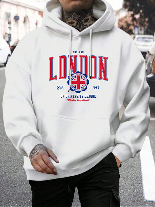 NEW Arrivals S-2XL(One Size Smaller Than Usual)  6 Colors London UK University League Man Hooded Casual Fit Hoodies Big Size Hoodie Men Simple Fur-Liner Sportswear Accessories Sports Supplies