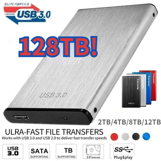 High Speed Portable External Hard Disk Mass Storage USB3.0 Interface 2TB -128TB Memory Metal Material  Plug and Play