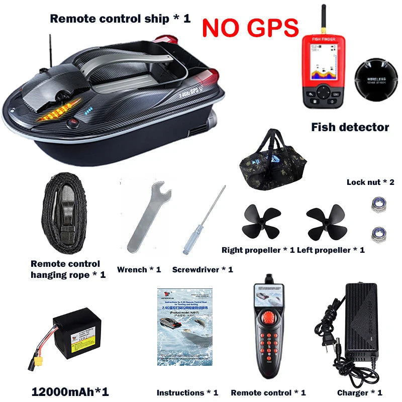 817 GPS BAIT BOAT Voice Announcements 500m 20000mAh Sonar Load 3KG Automatic Cruise Return Dual Motor Fish Finder Independent Control of Silo Ocean Lake River Professional Fishing Supplies