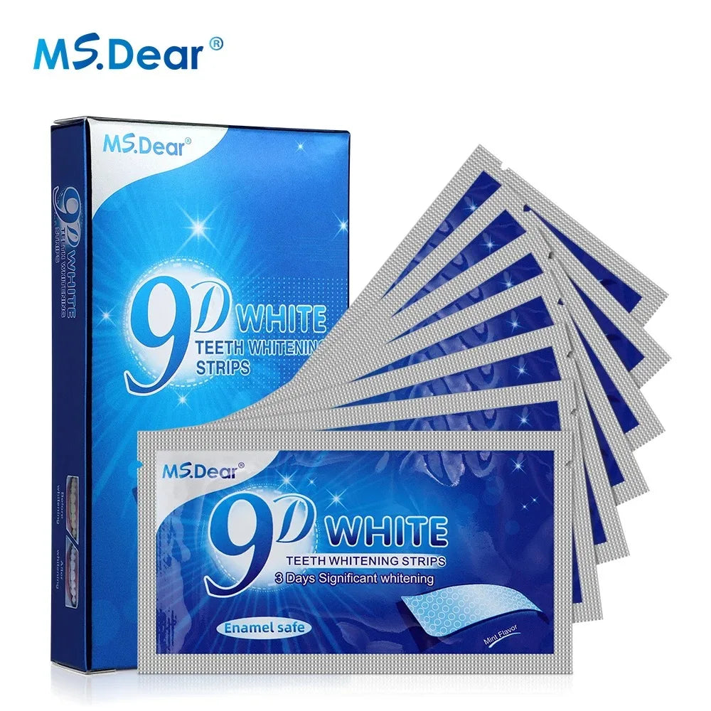 28-37-70 Pairs Set 9D Gel Teeth Whitening Strip White Tooth Dental Kit Oral Hygiene Care Strip False Teeth Veneers Whitening Gel Mint Scented Fresh Breath and Charming Smile