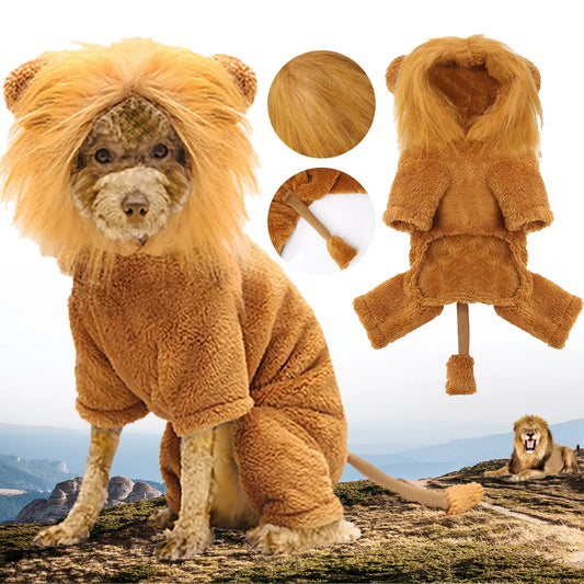 Dog Coats Jackets Halloween Christmas Costume Pet Cloy Simulation Lion Pets Cosplay Dress Up Costume Pet Hoodie Cat Costume  for Holiday Party