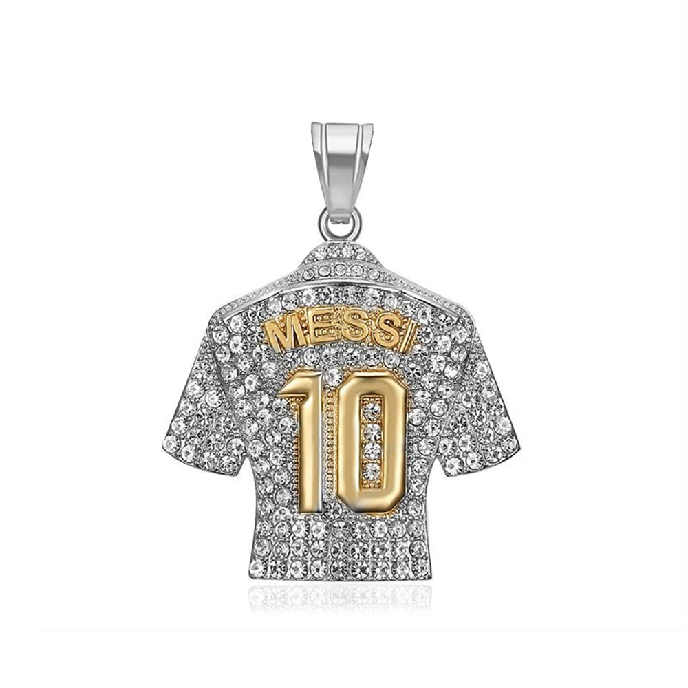 Fashion Football Jersey Messi Cristiano Ronaldo Neymar Mbappé Harland Rhinestone Necklaces + 60cm Gold Chain Men Stainless Steel Soccer Fans Hip Hop Jewelry Accessories