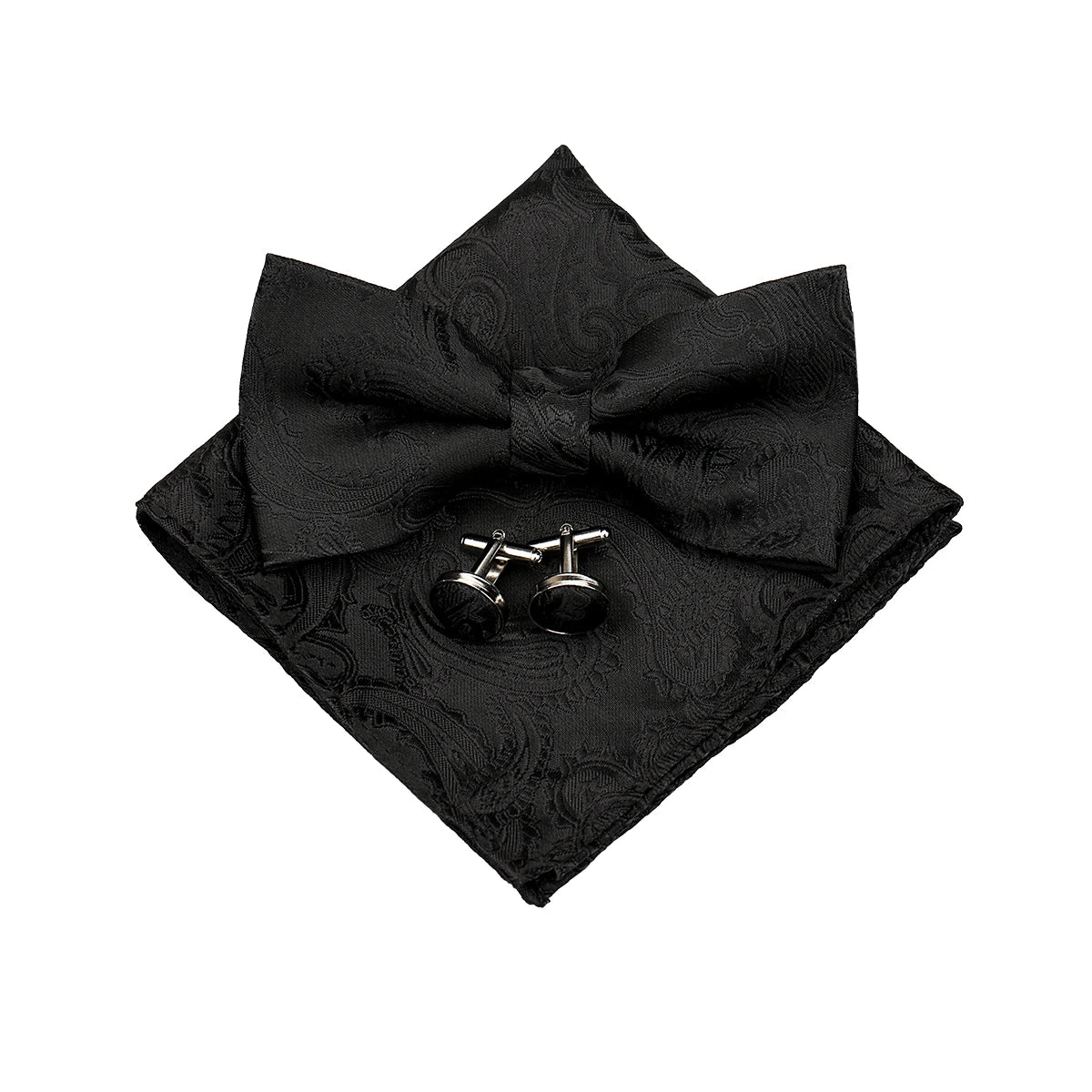 3 PCS Set 55 Colors Luxury Paisley Bowtie Suit Man Bow Tie Pocket Square Cufflinks Wedding Bowknot Accessories Butterfly Neckwear Adjustable Adult Ties