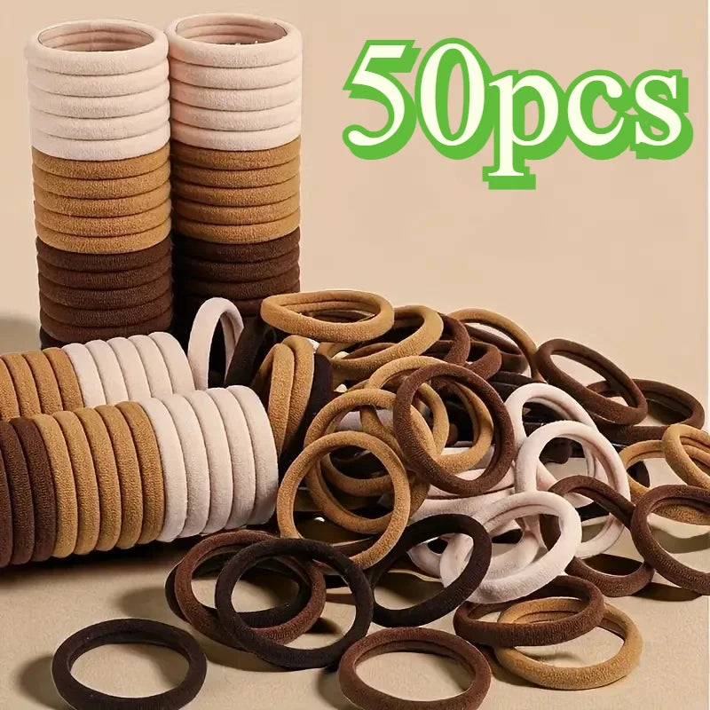 NEW Arrivals 200 PCS Set White/Coffee/Black Color Hair Bands for Women Girls Hairband High Elastic Rubber Band Hair Ties Ponytail Holder Scrunchies Accessories Women Hair Care Products