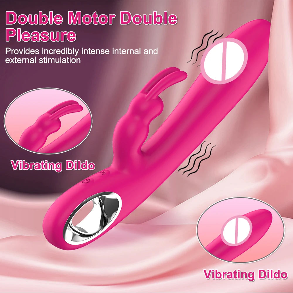 Dildo Rabbit Vibrator for Women Powerful G Spot Vibrators Nipple Clitoris Stimulator Female Sex Toys Adult Goods Masturbator