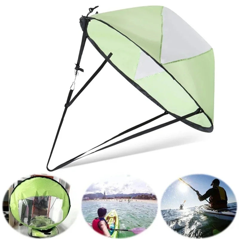 5 Colors Kayak Downwind Paddle Inflatable Canoe Boat Drift Sails with Clear Window Boat Folding Thruster Fittings Summer Water Sports Accessories