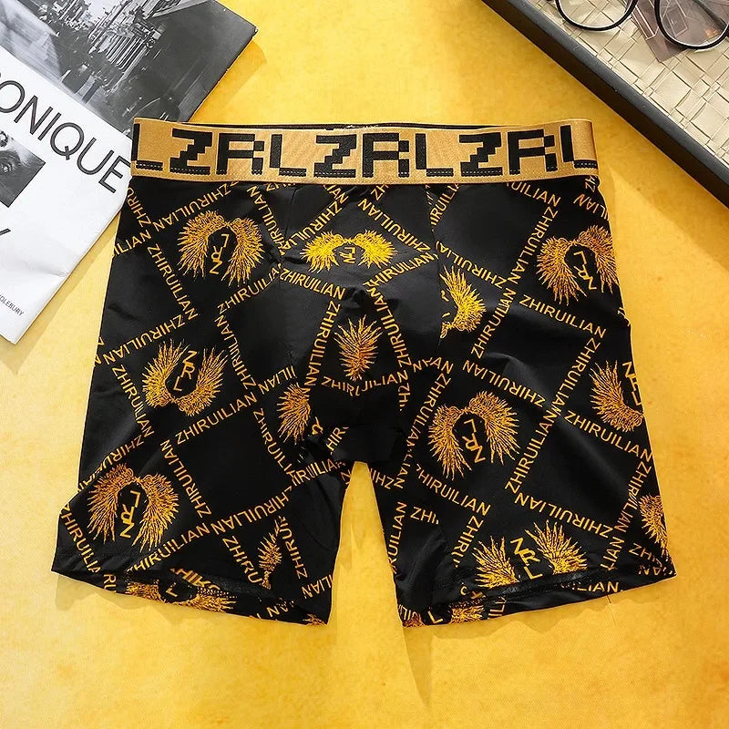 NEW Arrivals L-3XL Plus Size Ultra-Thin Ice-Silk Men's Underwear Extended 7A Cotton Antibacterial Flat-Crotch Shorts Breathable Summer Sexy Boxer Briefs