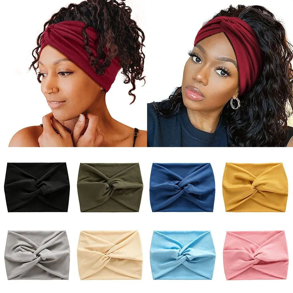 NEW Arrivals 29 Colors/Patterns Sports Bohemian Wide Cotton Stretch Headbands Women Headwrap Yoga Hair Bands Headwear Bandana Twisted Wide Headbands Hair Accessories