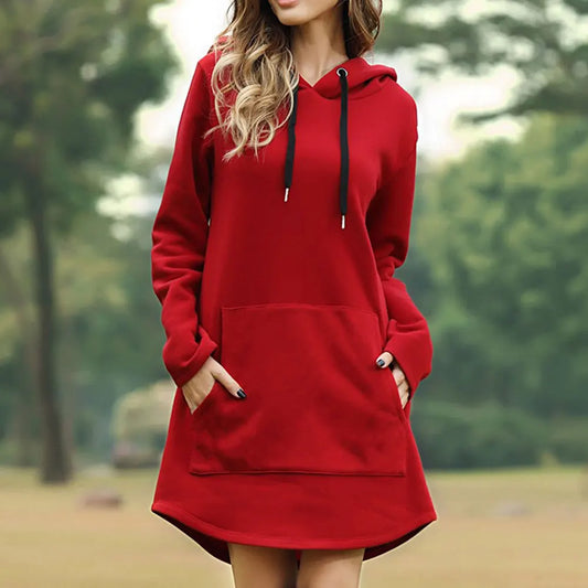 Jolee Jolee Casual Loose Solid Women Hoodies Long Style Sweatshirt Casual Pocket Oversized Hoodie Hoody Dress Pullover