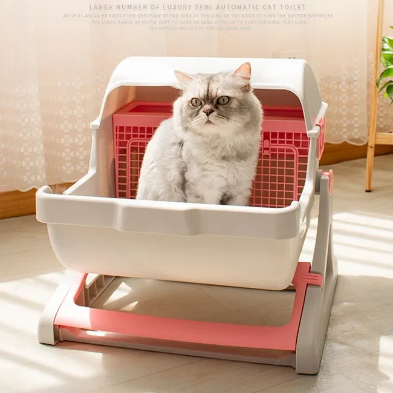 Cat Litter Box Cats Toile Sandbox Pet Semi-Automatic Quick Cleaning Training Kit Bedding Bedpans Kitten Litter Tray Luxury