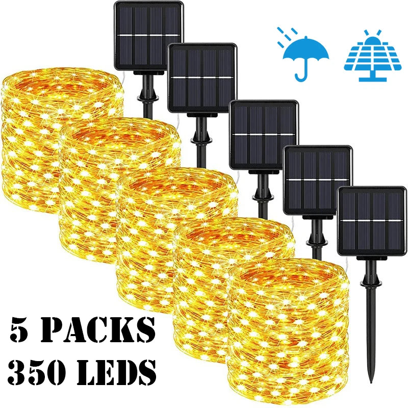 NEW Arrivals "7m/12m/22m/32m"  5 Packs LED Solar Light Outdoor Garden Fairy String Light Led Twinkle Waterproof Lamp for Christmas Patio Tree Party New Year Eve Decoration Accessories Supplies