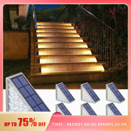 LED Step Lamp Stair Light Outdoor IP67 Waterproof Solar Light With Lens Anti-theft Design Decor Lighting For Garden Deck Path