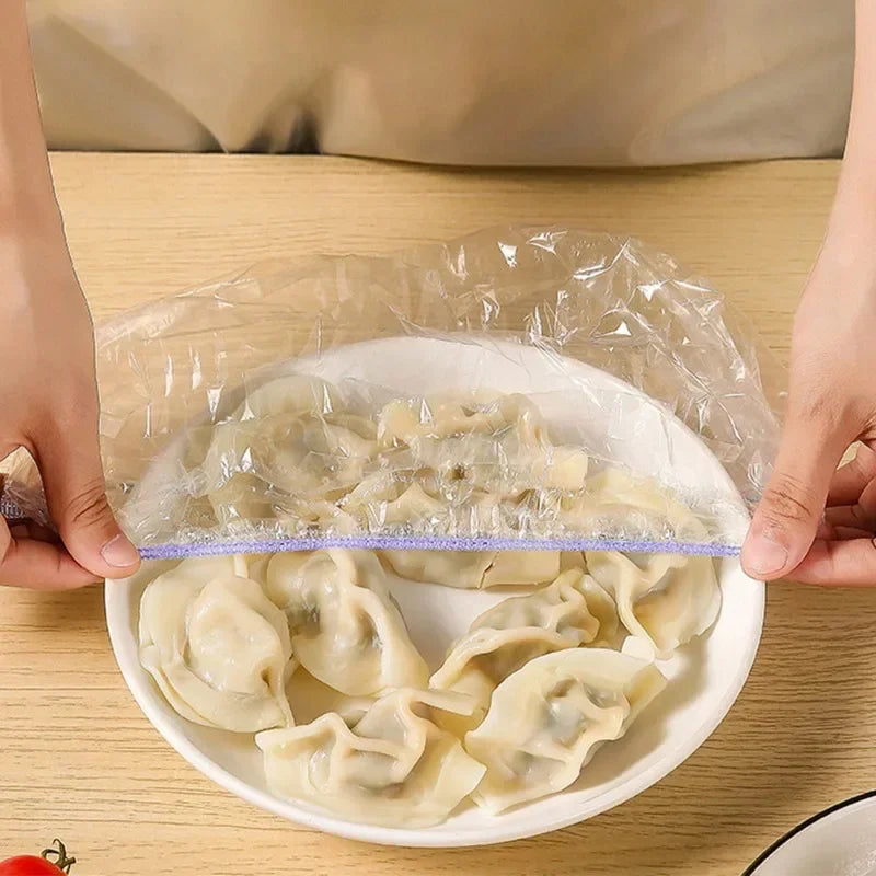 1200 PCS Set Disposable Food Cover Elastic Plastic Fruit Vegetable Food Covers Shower Cap Food Grade Storage Bag Kitchen Organizer Cling Film