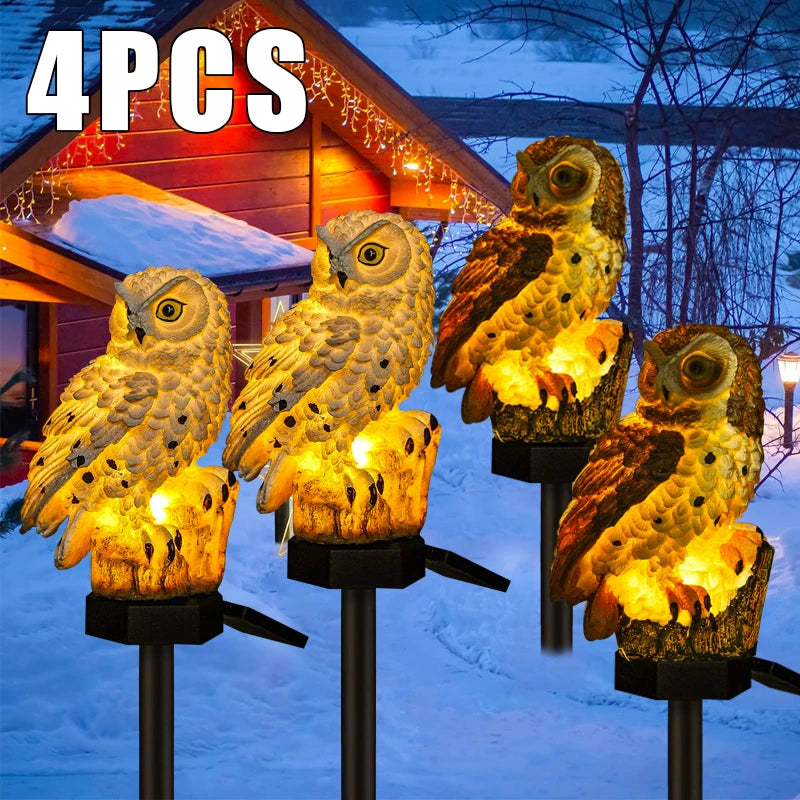 Outdoor LED Solar Owl Lights Waterproof Garden Decor Pathway Light For Halloween Christmas Patio Balcony Yard Solar Lawn Lamp