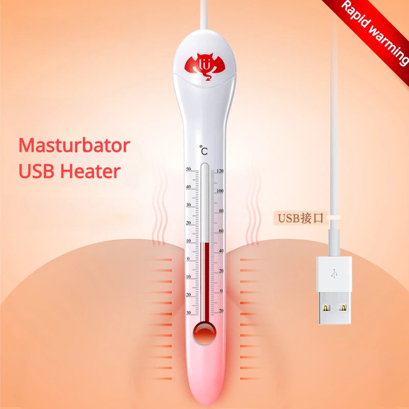 Male Masturbator USB Heater Rapid Heating 46 Degrees Sex Toys For Men 14cm Smart Thermostats Vagina Warmer Adult Abs Anal BDSM