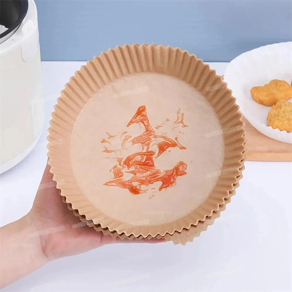 NEW Arrivals 100PCS Set Air Fryer Disposable Paper Non-Stick Air Fryer Baking Paper Plates Round Air-Fryer Paper Liners Paper Kitchen Accessories