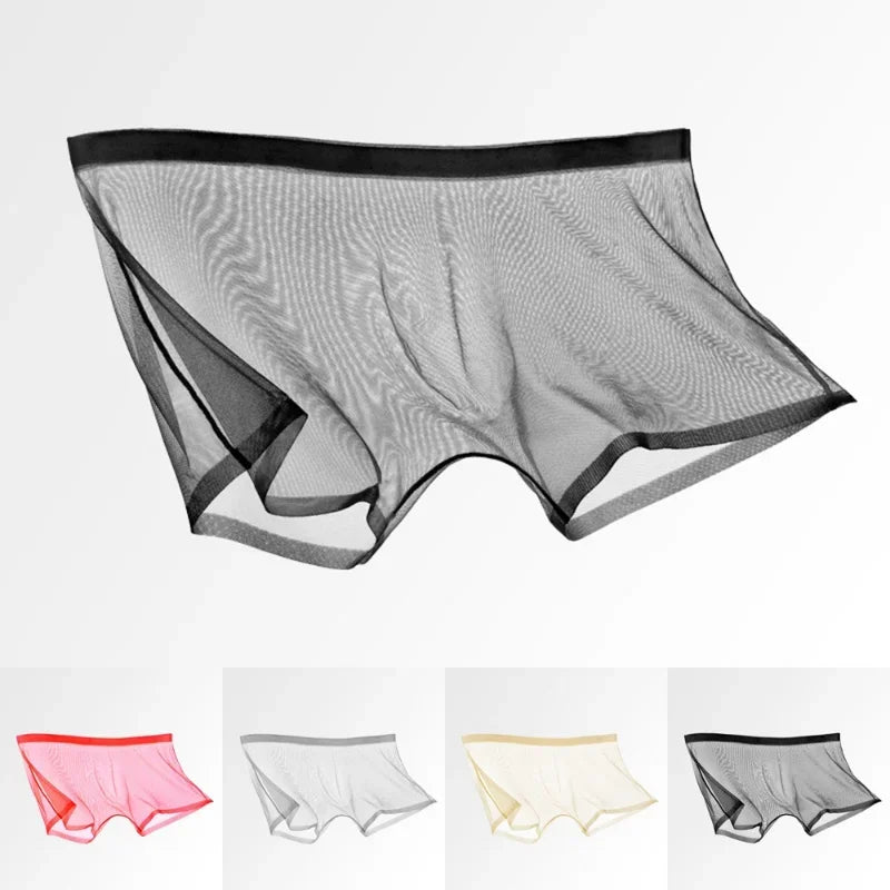 Men's Luxury Underwear Transparent Boxers Bulge Ice Silk See Through Underpants Sexy Briefs Low Waist Panties Lingerie Intimates Male Fashion Lingerie Clothing Supplies