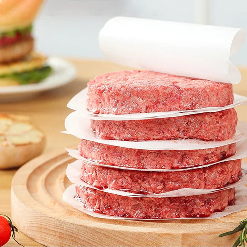 100 PCS Set 10/11/12cm  Round Hamburger Patty Paper Food Grade Non-Stick Baking PPaper For Burger Pressed Patties, Baking Cake Liner Cooking Tools Set