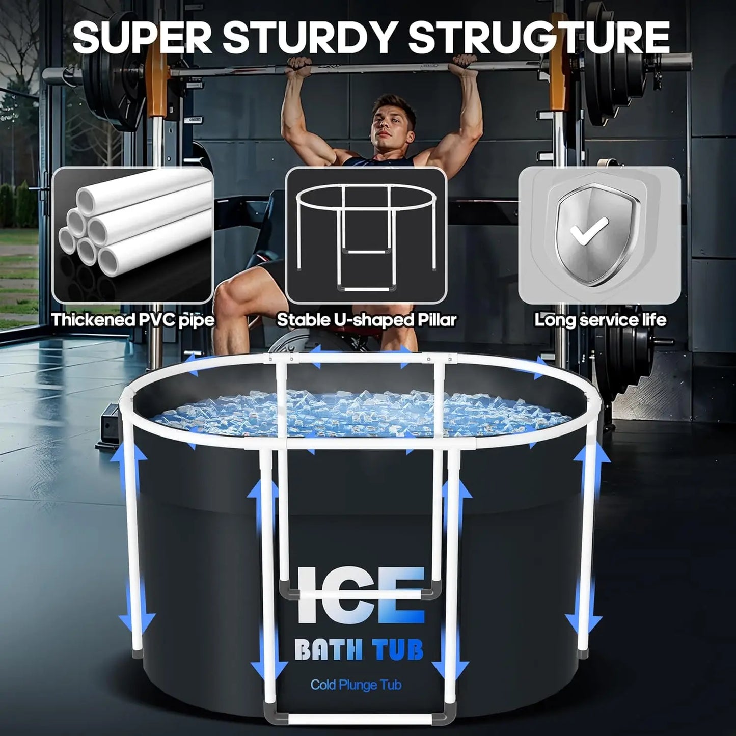 Full Set Oval Ice Bath Tub for Athletes with Cover 130 Gal Large Capacity 450L  Portable Cold Plunge Tub for Recovery and Cold Water Therapy Health Care Supplies