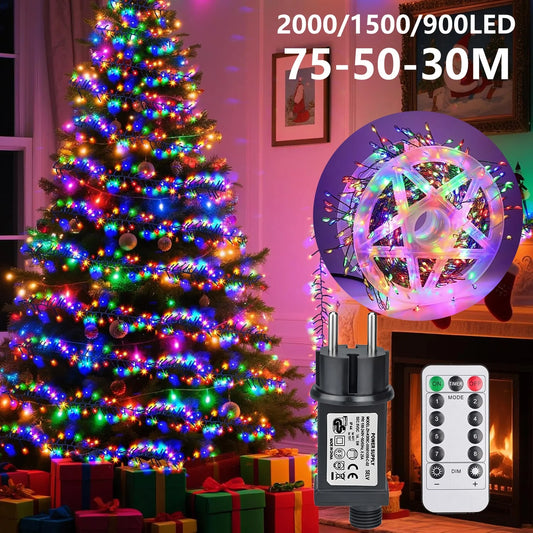 NEW Arrivals 50/75M Led String Lights Outdoor Firecracker Fairy Light String EU DC Power Copper Wire Lights for Wedding Christmas Tree Decor Lamp