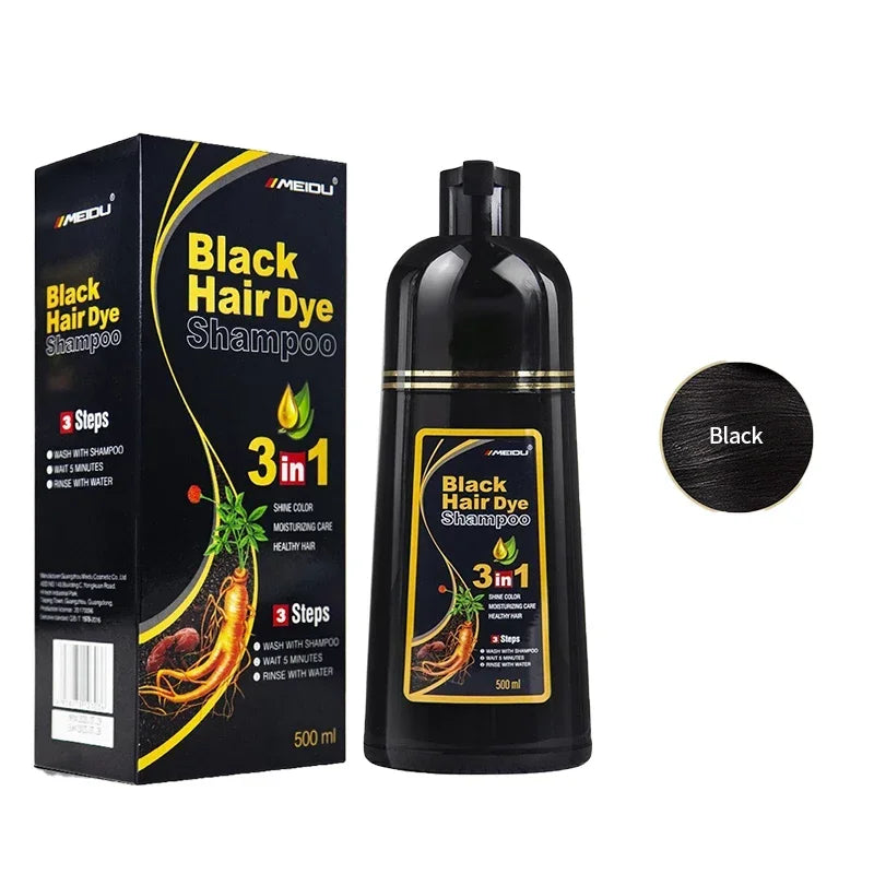 NEW 500ml Korean Hair Dye Shampoo 3 in1 Darkening Hairs Instant Gray To Black Polygonum Multi-Florum Natural Coloring Cover Men Women Hair Care Supplies