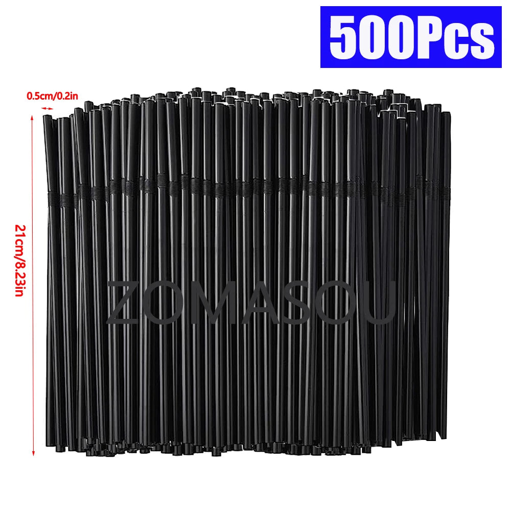 3000 PCS Set Multicolor Black Drinking Straws Cocktail Cola Bar Party Wedding Kitchen Beverage Straw Palette for Hotels Restaurants Pub Night Club