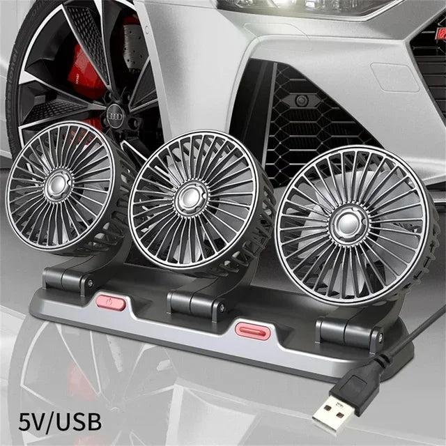NEW Design 360° Rotating Three Heads Car Cooling Fans Portable Home Office Powerful Wind Speed Whirlwind All Vehicles USB Car Cigar Charging Perfect Summer Days Air Cooling Supplies