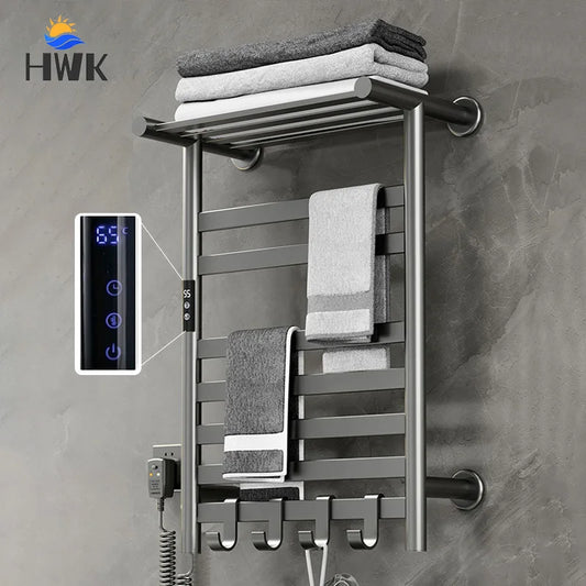 Black/White/Gray Towel Dryer.Digital Display Electric Towel Rack With Shelf.Bathroom Temperature Control Timing Towel Warmer.