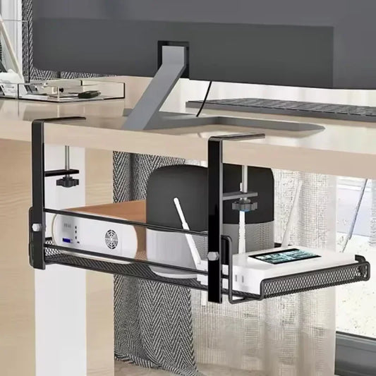 NEW Under Desk S-Large Cable Storage Rack No Drill Steel Desk Cable Organizers Wire Management Tray Cable Rack Storage Under The Office Desk Home Office Electronics Tools Accessories