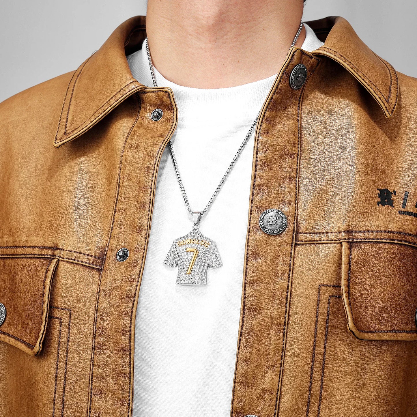 Messi Cristiano Ronaldo Neymar Mbappé Haaland Football Jersey Man Necklaces + Chain Stainless Steel Pendant Chain Jewelry Gifts