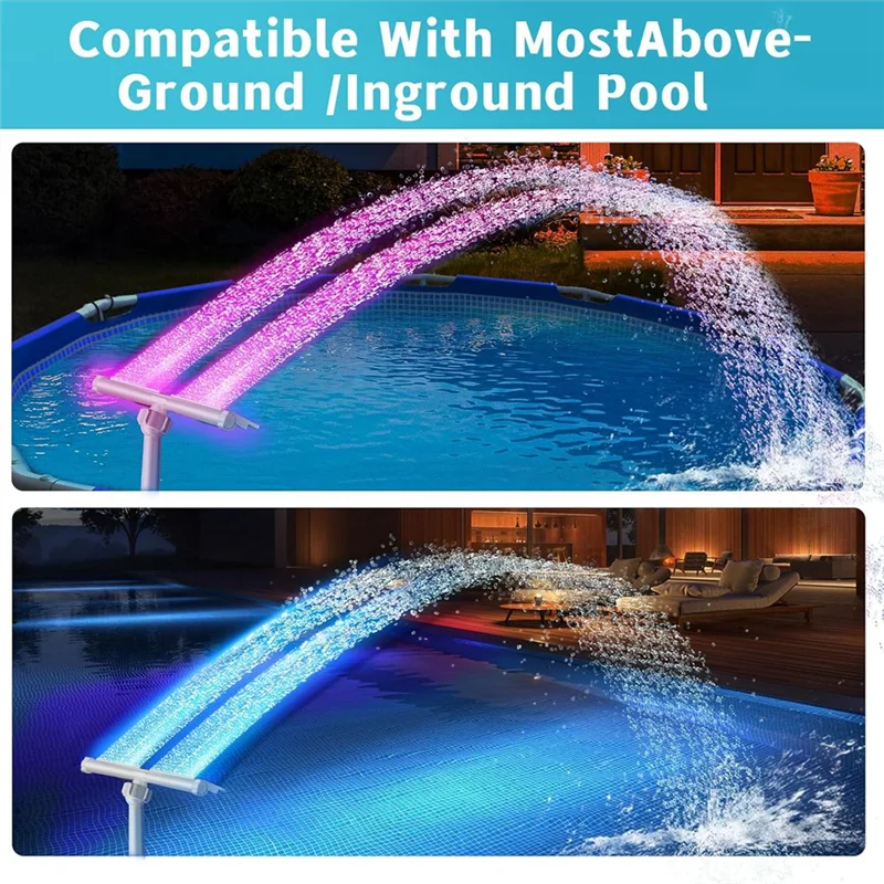 NEW 【Perfect-Gift!】Auto Light Sensing Solar Pool Fountain With RGB Lights For Above And In-Ground Pools Dual Pool Sprinkler