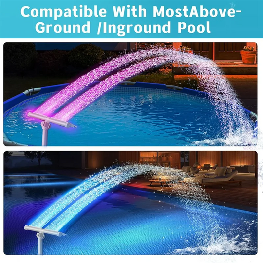 NEW 【Perfect-Gift!】Auto Light Sensing Solar Pool Fountain With RGB Lights For Above And In-Ground Pools Dual Pool Sprinkler