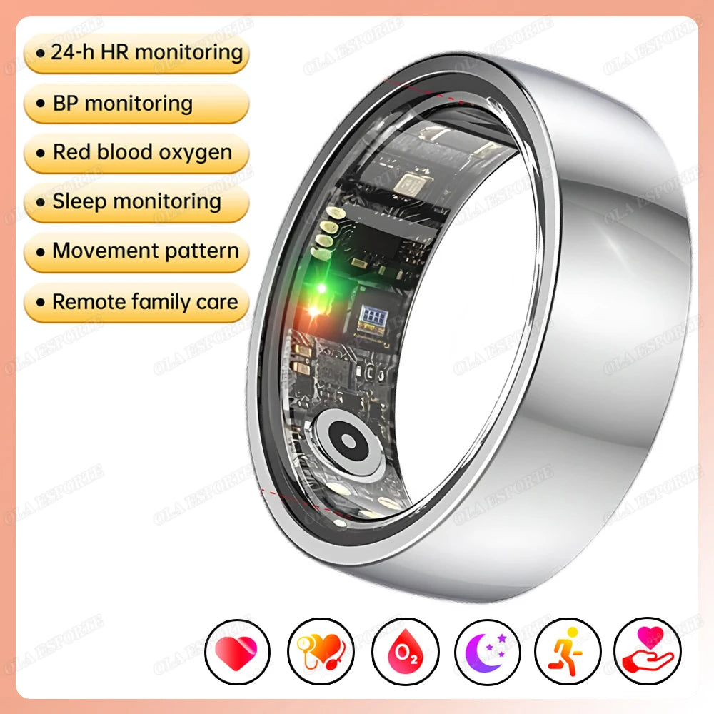 New 5 ATM Smart Ring GPS Tracker Heart Rate Blood Pressure Sleep Monitor BT Call Sport Mode Smart Ring Elderly Men Women For Android IOS Health Care Supplies