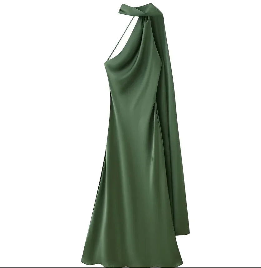 Luxury Satin Ribbon Halter Long Dresses 15 Colors S-XL UK Size Women's Backless Formal Maxi Dress Evening Wedding Guest Red Carpet Business Party Summer Graduation New Arrivals