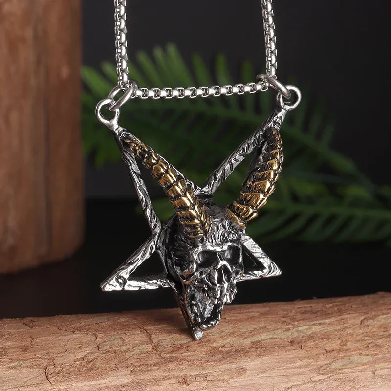 26 Types Gothic Hell\'s Grim Reaper Scythe Pendant Mystical Demon Skull Necklace Men\'s Motorcycle Punk Rock Halloween Jewelry