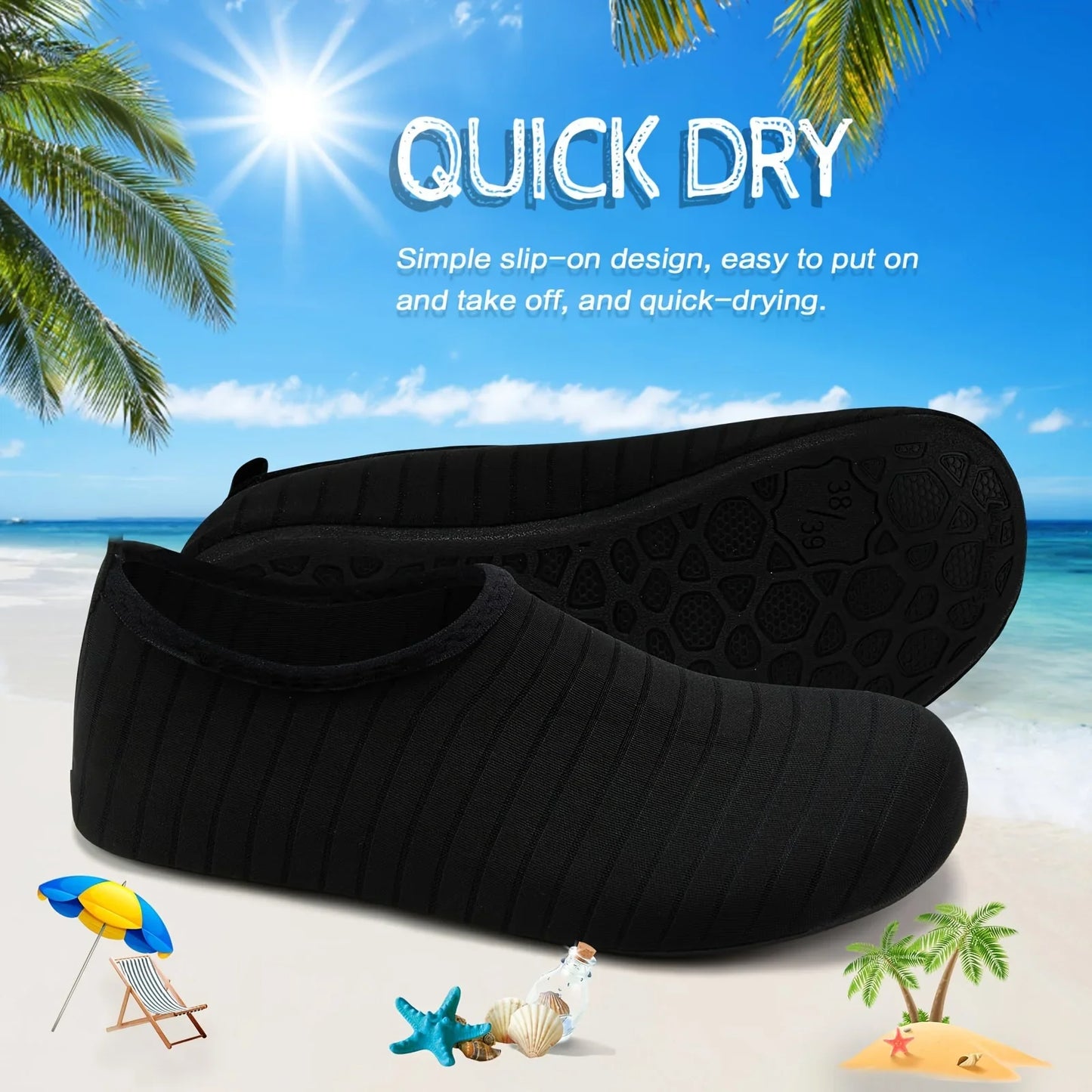 35-45 Large Size 7 Colors 1 Pair Water Shoes Women Men Barefoot Socks Anti-Slip Quick-Dry Men Beach Swim Water Cycling Sports Shoes