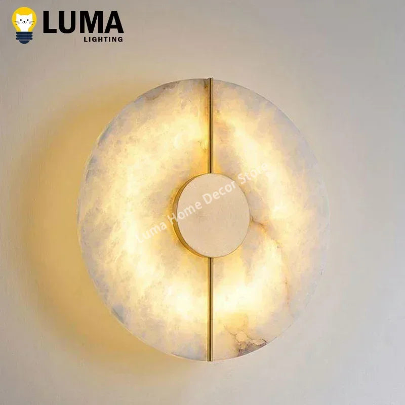 Modern Luxury Creative Marble Wall Light - Alabaster Marble Wall Sconce for Bedroom Bedside Living Room Aisle Indoor Decor