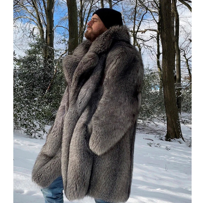 Low-Price Sales are Limited NEW Arrivals S-6XL Plus Size Luxury Dark Gray Men's Fur Coat Mink Fur Long Coat Winter Thickened Warm Trench Coat Outdoor Snow Clothes Men Luxury Fashion Apparel Supplies