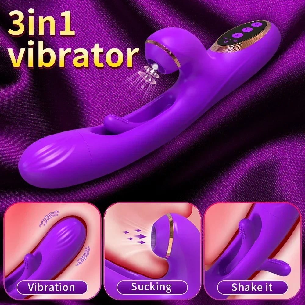 Rabbit Patting Dildo Vibrator for Women Clitoris Nipple Sucking Stimulator Vagina Massager Female Sucker Vibrator Adults Sex Toy