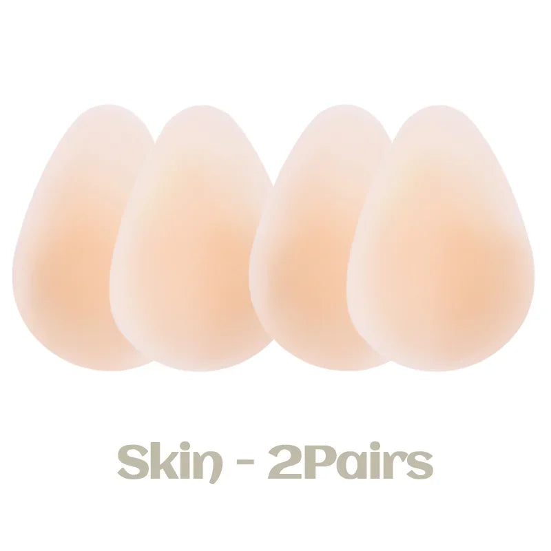 2 Pairs Set No Glue Sticky Nipple Cover Plunge Droplet Invisible Bra Ultra Thin Seamless Silicone Stickers Lifting Breast Pasties Pads Ladies Underwear Accessory Sets