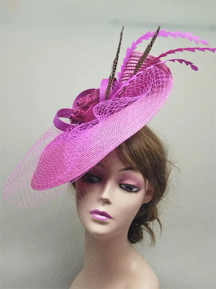 NEW Arrivals 16 Colors Straw Flower Fascinators Hat Veils Pillbox Cap Women Formal Dress Wedding Headpiece With Flower Chapeau Cap Tea Party