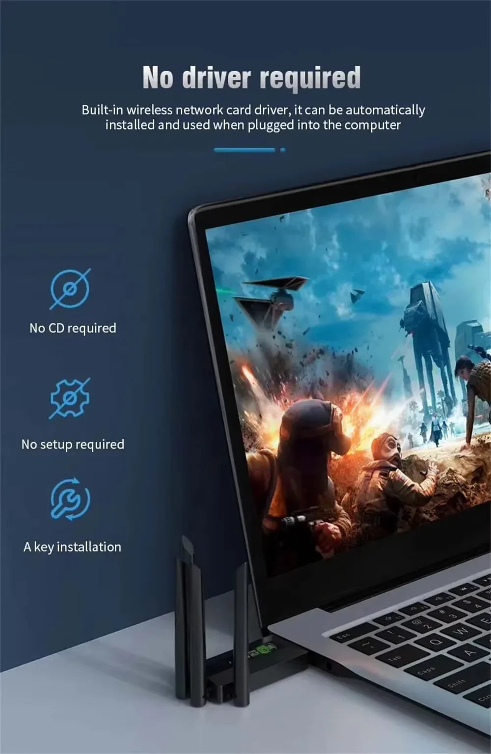 1200Mbps Wi-Fi Wireless USB Adapter Dual Band Wi-Fi Dongle With 4 Antenna USB3.0 High-Speed Network Card Receiver for Office Home